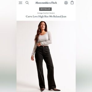 Curve Love High Rise 90s Relaxed Jean in Black- Size 31